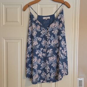 LOFT Navy and Pink Floral Camisole